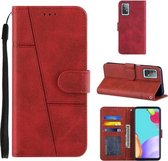 Voor OPPO A52 / A72 / A92 Stiksels Kalfsstructuur Gesp Horizontale Flip Leren Case met Houder & Kaartsleuven & Portemonnee & Lanyard (Rood)