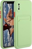 Card Slot Design Shockproof TPU beschermhoes voor iPhone X / XS (groen)