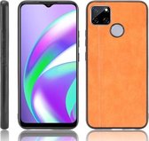 Voor OPPO Realme C12 / C25 / 7i Schokbestendig Naaien Koe Patroon Huid PC + PU + TPU Case (Oranje)