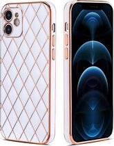 Electroplated Rhombic Pattern Sheepskin TPU beschermhoes voor iPhone 12 (wit)