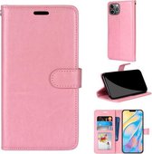 Pure kleur horizontaal Flip PU lederen tas met houder & kaartsleuven & portemonnee & fotolijst voor iPhone 12 Pro Max (roze)