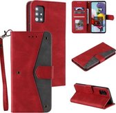 Voor Xiaomi Mi 10T 5G Stiksels Kalf Textuur Horizontale Flip Leather Case met Houder & Kaartsleuven & Portemonnee (Rood)