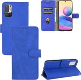 Voor Xiaomi Redmi Note 10 5G Effen Kleur Huid Voelen Magnetische Gesp Horizontale Flip Kalf Textuur PU Lederen Case met Houder & Kaartsleuven & Portemonnee (Blauw)