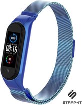 Milanees Smartwatch bandje - Geschikt voor Xiaomi Mi Band 6 Milanese band - blauw - Strap-it Horlogeband / Polsband / Armband