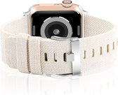 Compatible apple watch bandje - By Qubix - Canvas bandje - Beige - Geschikt voor Apple Watch 42mm / 44mm / 45mm - Apple watch series 3/4/5/6/7