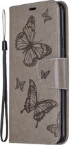 Samsung Galaxy A20s Hoesje - Mobigear - Butterfly Serie - Kunstlederen Bookcase - Grijs - Hoesje Geschikt Voor Samsung Galaxy A20s