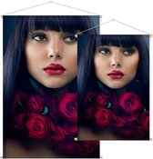 Vrouw met rozen,  - Foto op Textielposter - 40 x 60 cm