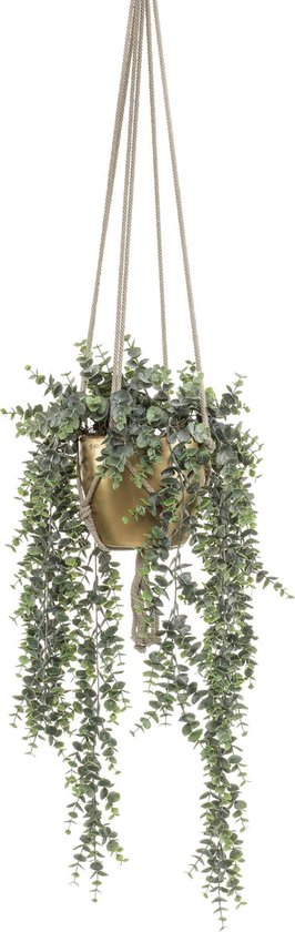 Eucalyptus Kunst Hangplant in gouden pot 75cm