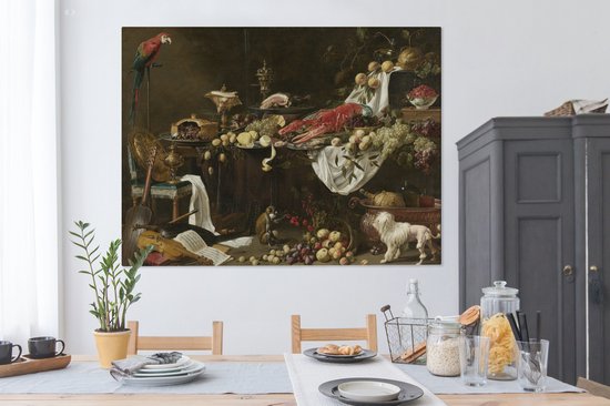 Toile Peinture Pronk nature morte - 160x120 cm - Décoration murale XXL