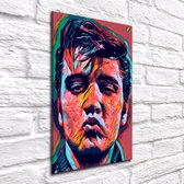 Pop Art Elvis Presley XL Acrylglas XL - 100 x 70 cm op 10 mm dik Acrylaat glas + Inox Spacers / RVS afstandhouders - Popart Wanddecoratie