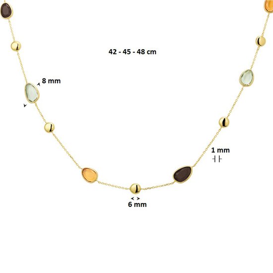 The Jewelry Collection Collier Quartz Fumé, Citrine Et Améthyste 42-45-48cm - Or jaune