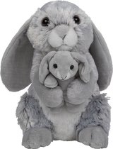 Pluche familie Konijnen knuffels van 22 cm - Dieren speelgoed knuffels cadeau - Moeder en jong knuffeldieren