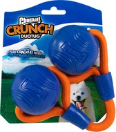 Chuckit! Crunch Ball Duo Tug - Hondenspeelgoed - Chuckit bal - Apporteerspeelgoed - Knisperend - Oranje/Blauw - Medium - ø 6 cm