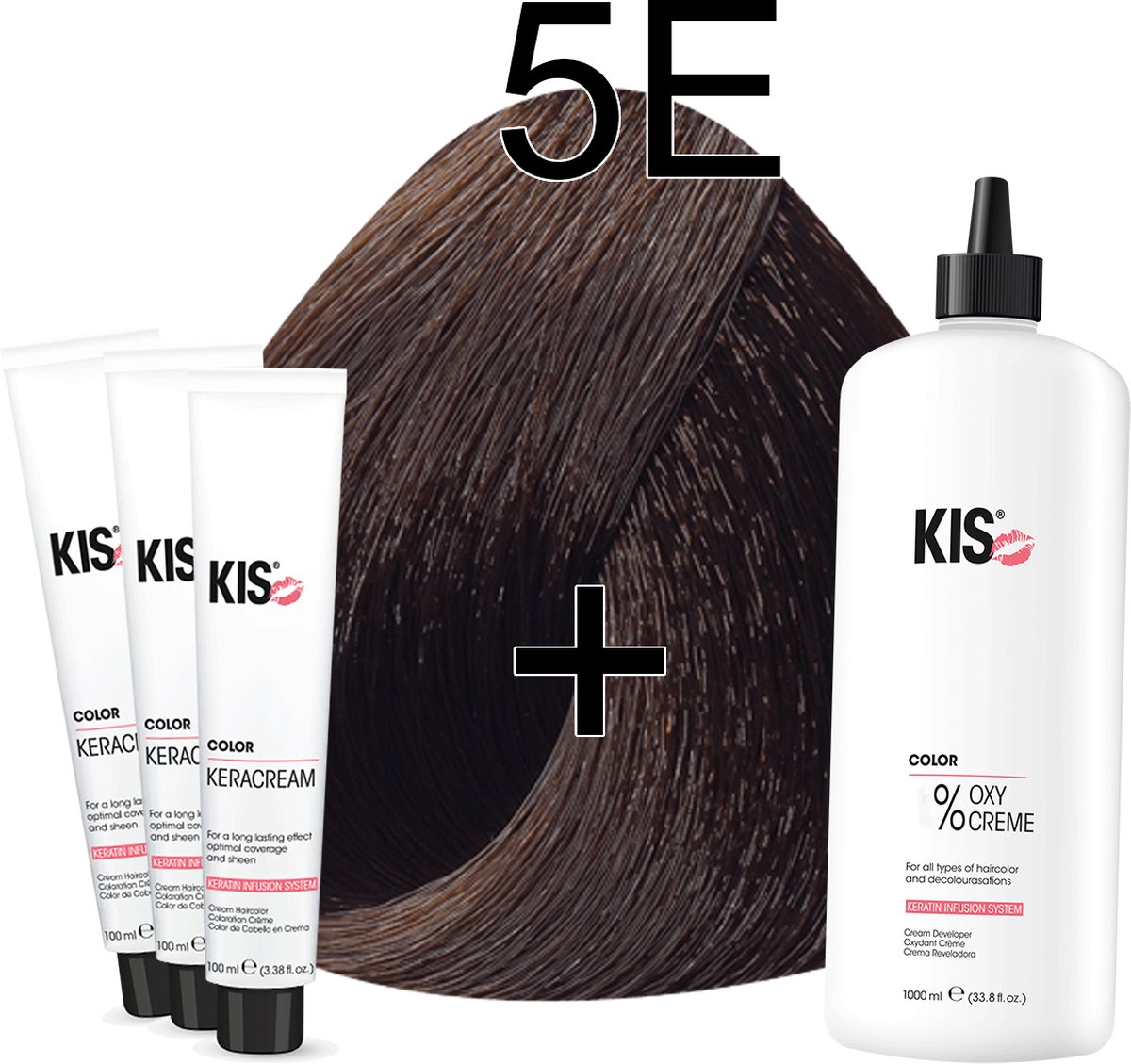 Haarverf set LARGE - 5E Lichtbruin espresso | KIS - (3 x haarverf & 1L watersofperoxide)