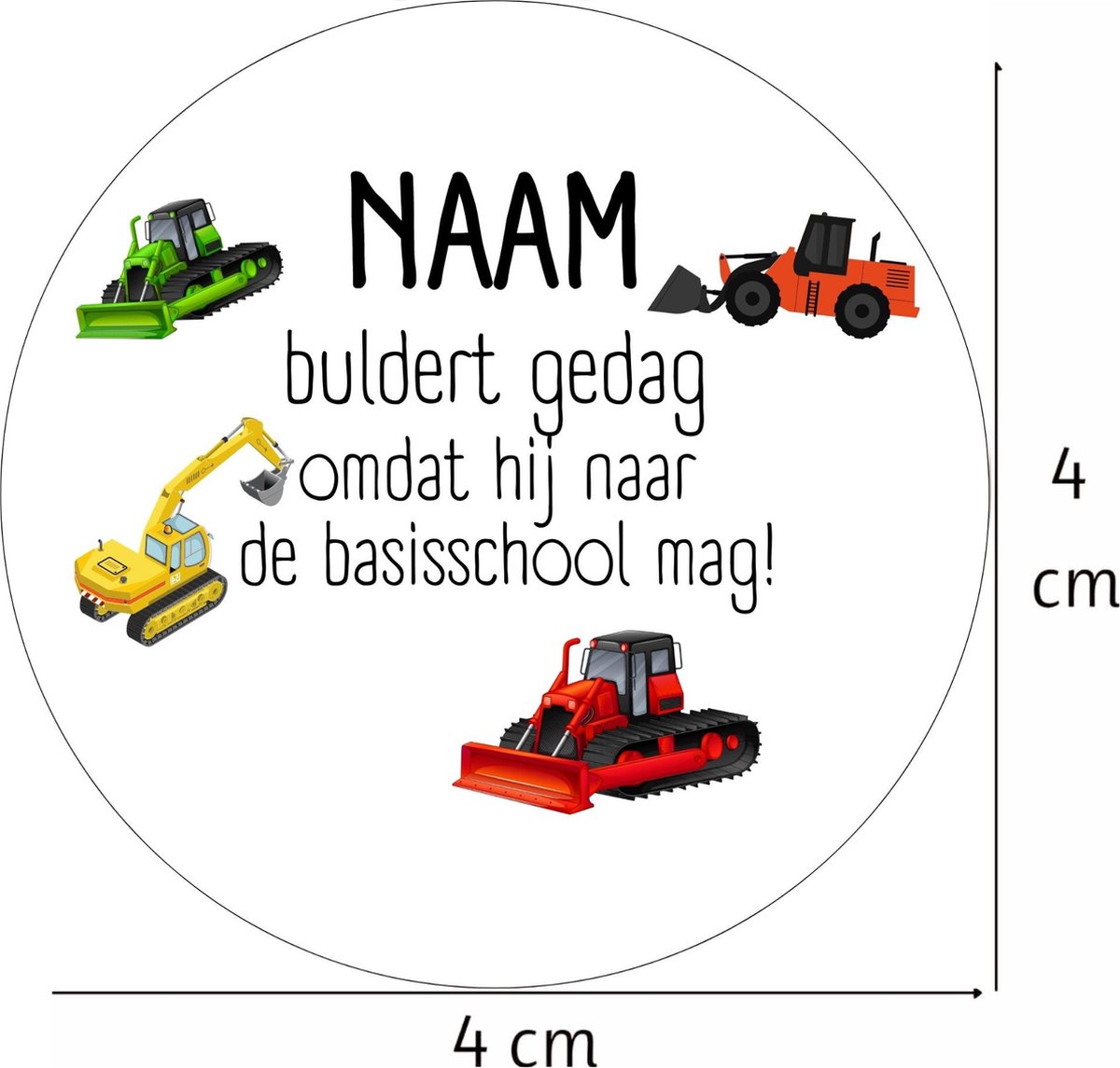 20 x Traktatiestickers Met Naam | Bulldozer Graafmachine | Gepersonaliseerd | Afscheid Peuterspeelzaal Kinderdagverblijf Basisschool | Sluitsticker | Wensetiket Cadeausticker Kinder Traktatie — afbeelding 7