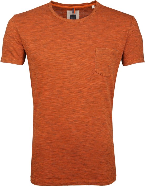 Marc O'Polo - Logo T-shirt Streep Oranje - Heren - Maat XXL - Modern-fit