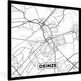 Cadre photo avec affiche Zwart Wit- België - Deinze - Plan de la ville - Carte - Zwart Wit - Carte - 40x40 cm - Cadre pour affiche