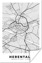 Poster Zwart Wit – België – Plattegrond – Stadskaart – Kaart – Herentals - 40x60 cm