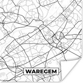 Poster Zwart Wit – België – Plattegrond – Stadskaart – Kaart – Waregem - 75x75 cm