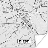 Poster België – Diest – Stadskaart – Kaart – Zwart Wit – Plattegrond - 75x75 cm