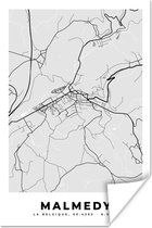 Affiche Carte - Plan - Plan de Ville - Malmedy - België - Zwart et Wit - 40x60 cm