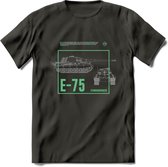 E75 leger T-Shirt | Unisex Army Tank Kleding | Dames / Heren Tanks ww2 shirt | Blueprint | Grappig bouwpakket Cadeau - Donker Grijs - M