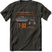 T32 Heavy tank leger T-Shirt | Unisex Army Tank Kleding | Dames / Heren Tanks ww2 shirt | Blueprint | Grappig bouwpakket Cadeau - Donker Grijs - S