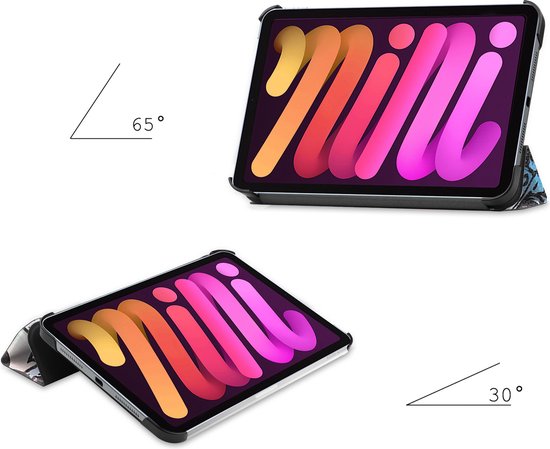 iPad Mini 6 Cover Graffiti Book Case Cover avec protecteur d'écran - iPad Mini 6 Book Case Graffiti - iPad Mini 6 Case avec verre de protection