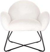 CHARLIE Fauteuil van imitatiebont - Metalen poten - Witte stof - B 80 x D 78 x H 78 cm