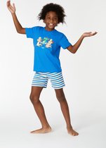 Woody pyjama jongens/heren - blauw - axolotl vis - 221-1-PSS-S/837 - maat 92
