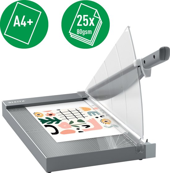 Table de découpe Leitz Precision Office Pro A4+ avec protection des couteaux pour le bureau - Coupe jusqu'à 25 feuilles A4 - Anthracite