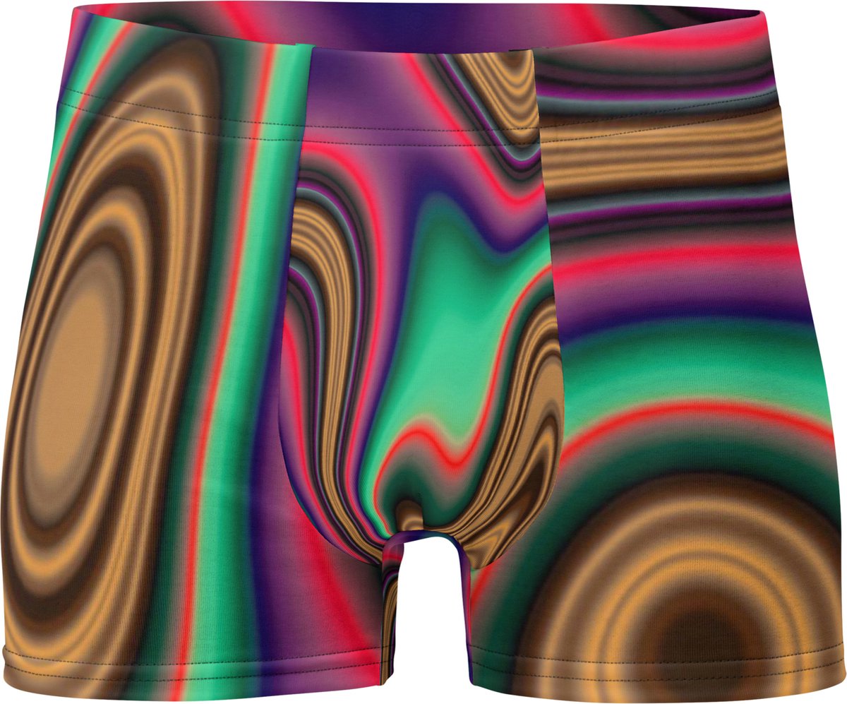 II THE MOON groen bruin paars Boxershort handgemaakt met unieke psychedelische RETRO ART door Moon