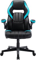 RACING Office-gamingstoel met wielen - Zwart en lichtblauwe imitatie