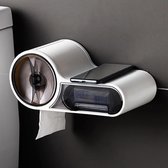 Toiletrolhouder met Lade & Leg plankje - Zonder boren - Hangende toiletpapierhouder - Toilet Wc rol houder