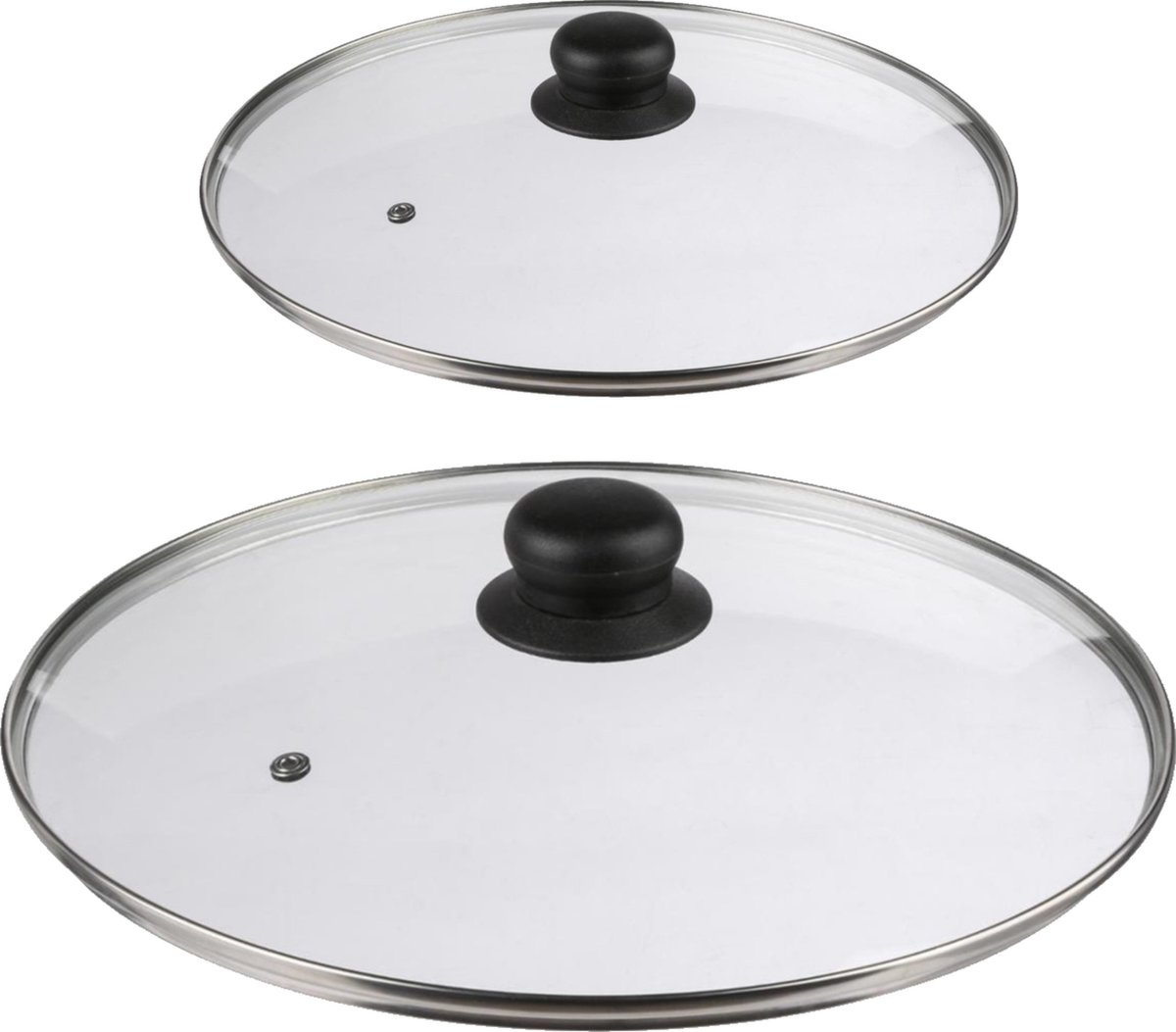 Secret de Gourmet - Set van 2x universele glazen pannendeksels - voor pannen van dia 16 en 28 cm - kookpannen deksels