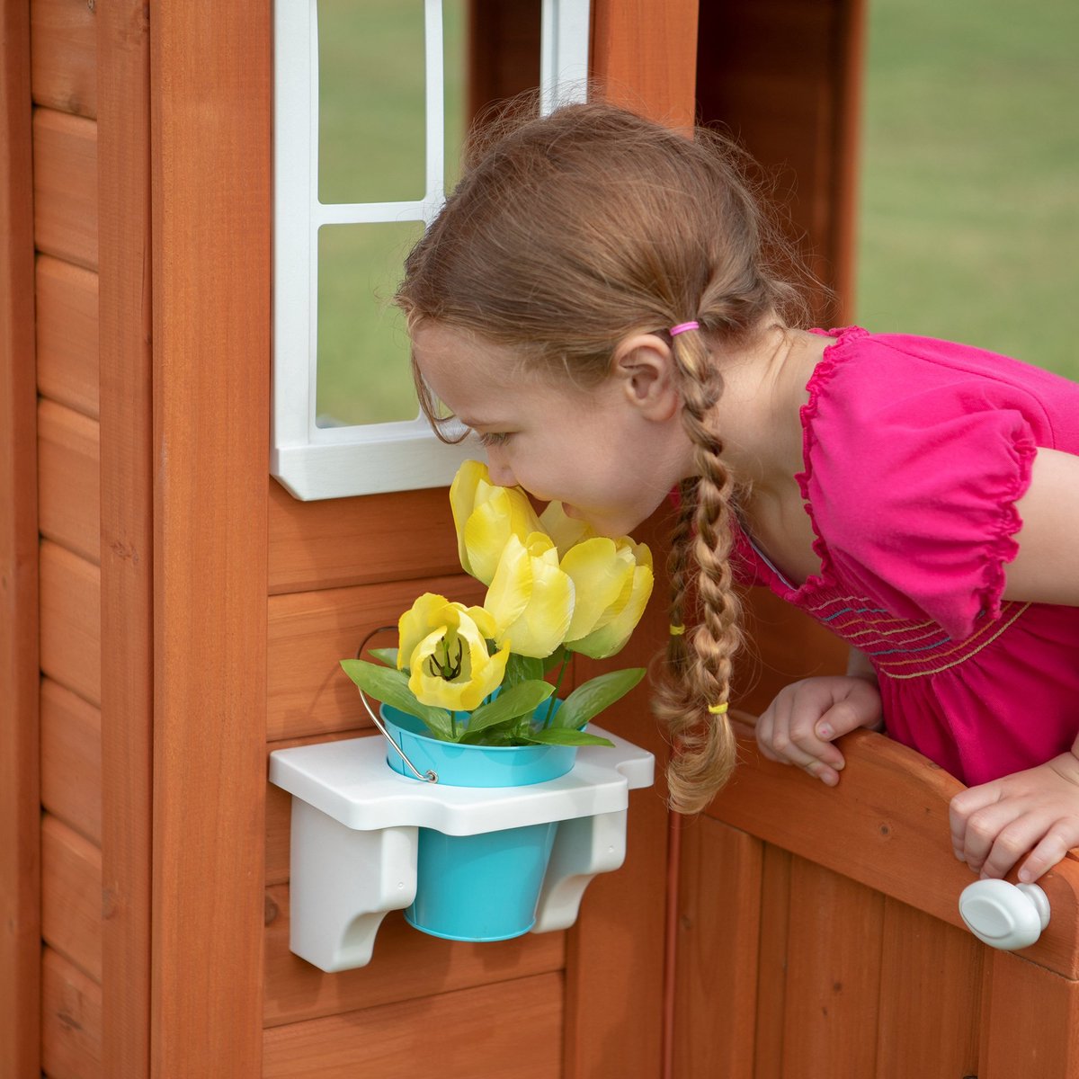 Backyard Discovery Timberlake Speelhuis in Bruin - Houten Speelhuisje met Speelkeuken, Telefoon en meer accessoires - Speelhuis voor de tuin / buiten — afbeelding 3