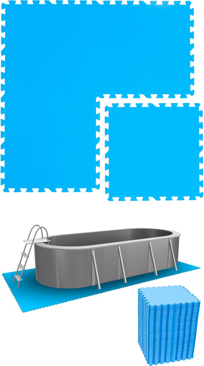 14.9 m² poolmat - 64 EVA schuim matten 50x50 outdoor poolpad - ondermatten set