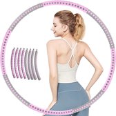 Hoelahoep - Fitness - hoelahoep met gewicht - verstelbaar 1.2kg tot 2kg - hula hoop fitness – roze/grijs - Cadeau