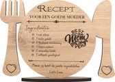 Recept moeder - houten wenskaart - kaart van hout om mama te bedanken - Moederdag - gepersonaliseerd - 17.5 x 25 cm