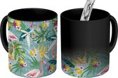 Magische Mok - Foto op Warmte Mokken - Koffiemok - Patronen - Flamingo - Planten - Magic Mok - Beker - 350 ML - Theemok