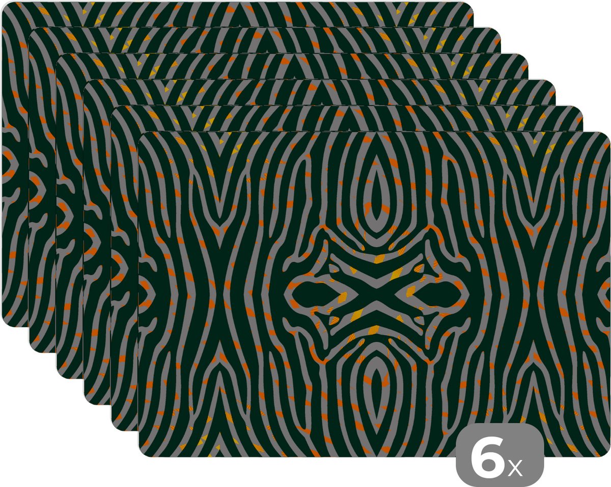 Placemat - Placemats kunststof - Zebra - Dierenprint - Patronen - 45x30 cm - 6 stuks - Hittebestendig - Anti-Slip - Onderlegger - Afneembaar