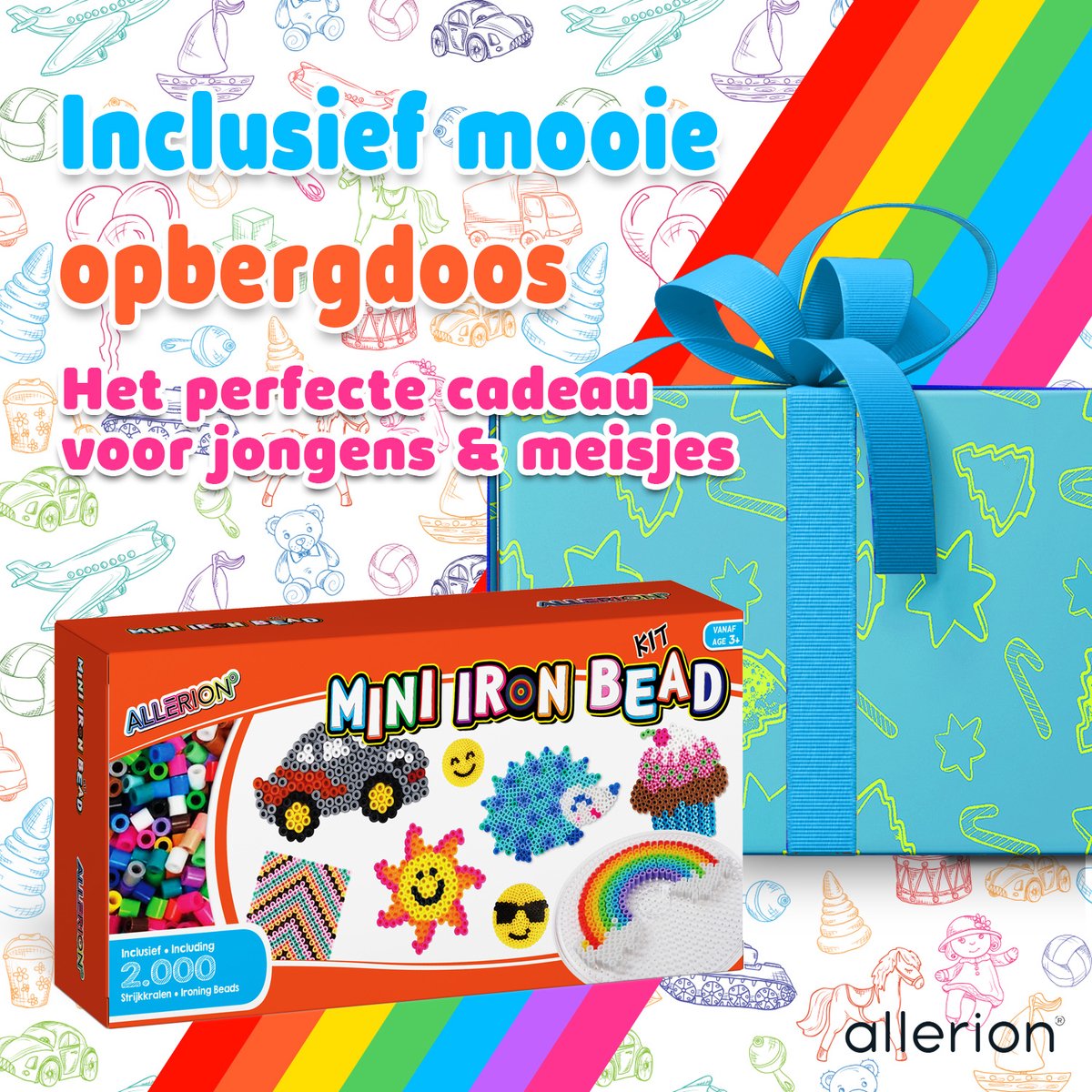 Allerion Strijkkralen Medium Set - 2000 Kraaltjes - Vele Accessoires - Voorbeeldenboekje — afbeelding 6