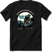 Coordinates | TSK Studio Mountainbike kleding Sport T-Shirt | Blauw - Oranje | Heren / Dames | Perfect MTB Verjaardag Cadeau Shirt Maat S