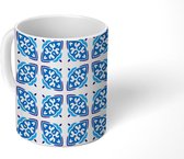 Mok - Koffiemok - Bladeren - Blauw - Design - Mokken - 350 ML - Beker - Koffiemokken - Theemok