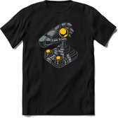 Retro Joystick | Gaming kado T-Shirt heren - dames | Staal-Geel | Perfect game pc cadeau shirt | Grappige console spreuken - zinnen - teksten Maat L