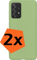 Hoesje Geschikt voor Samsung A33 Hoesje Siliconen Cover Case - Hoes Geschikt voor Samsung Galaxy A33 Hoes Back Case - 2-PACK - Groen