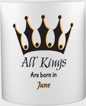Akyol - All kings are born in June Mok met opdruk - kings - Jarige - leuk om kado te geven - 350 ML inhoud