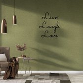 Stickerheld - Muursticker "Live Laugh Love" Quote - Woonkamer - Liefde - Engelse Teksten - Mat Zwart - 64x55cm