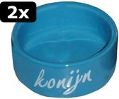 2x EETBAK STEEN KONIJN BLAUW 12CM