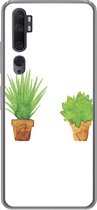 Geschikt voor Xiaomi Mi Note 10 hoesje - Bloempot - Waterverf - Planten - Siliconen Telefoonhoesje